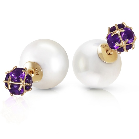 Galaxy Gold Products Jewelry - PEARLS AND AMETHYSTS STUD EARRINGS